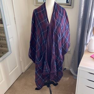 Torrid plaid fringe shawl